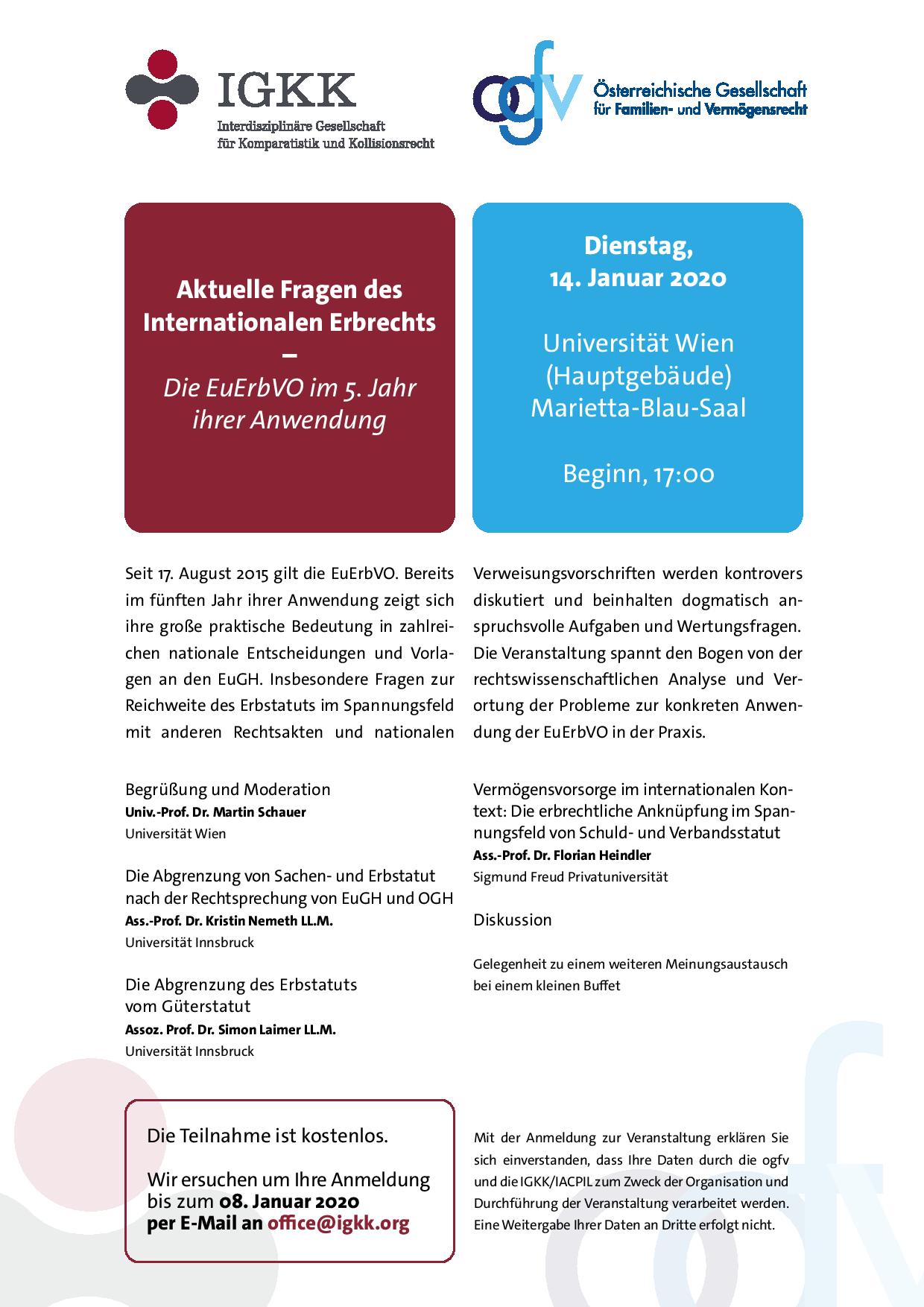 Seminar o aktualnih vprašanjih mednarodnega dednega prava