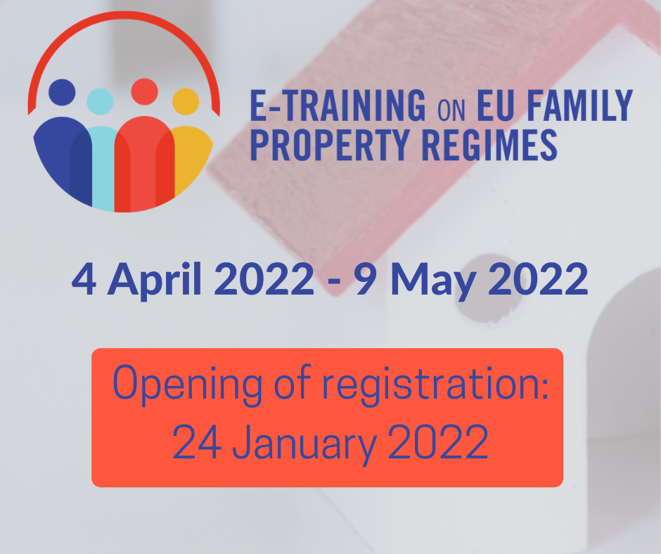 Formación on line sobre los regímenes patrimoniales familiares de la UE