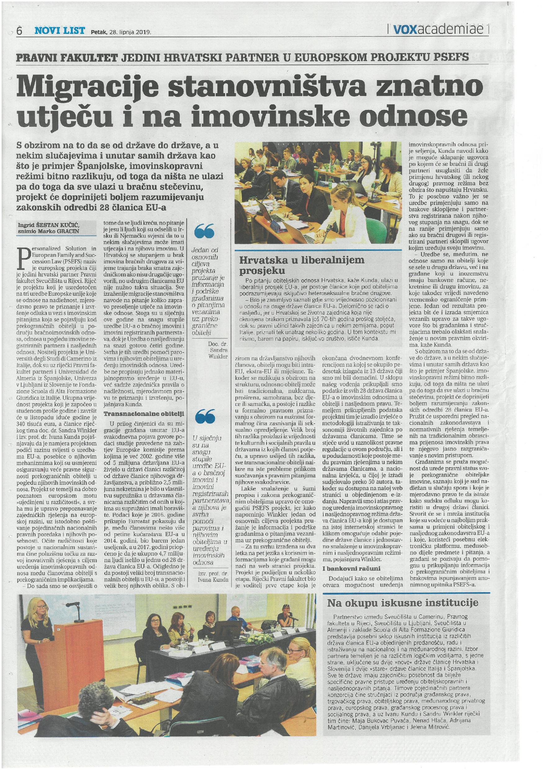 Croatian national newspaper reaction to the Rijeka PSEFS Project Events